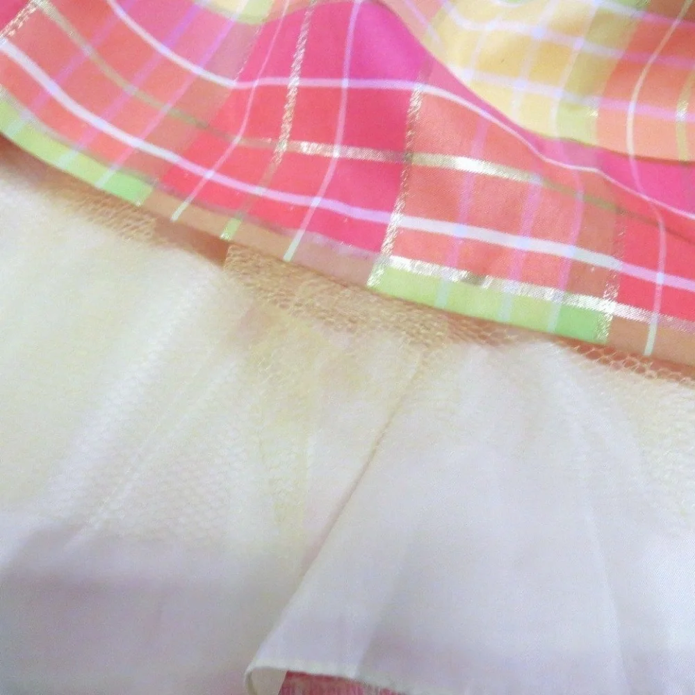Bonnie Jean Girls‎ Plaid Flower Applique Formal Dress Size 4T Coral Party Spring